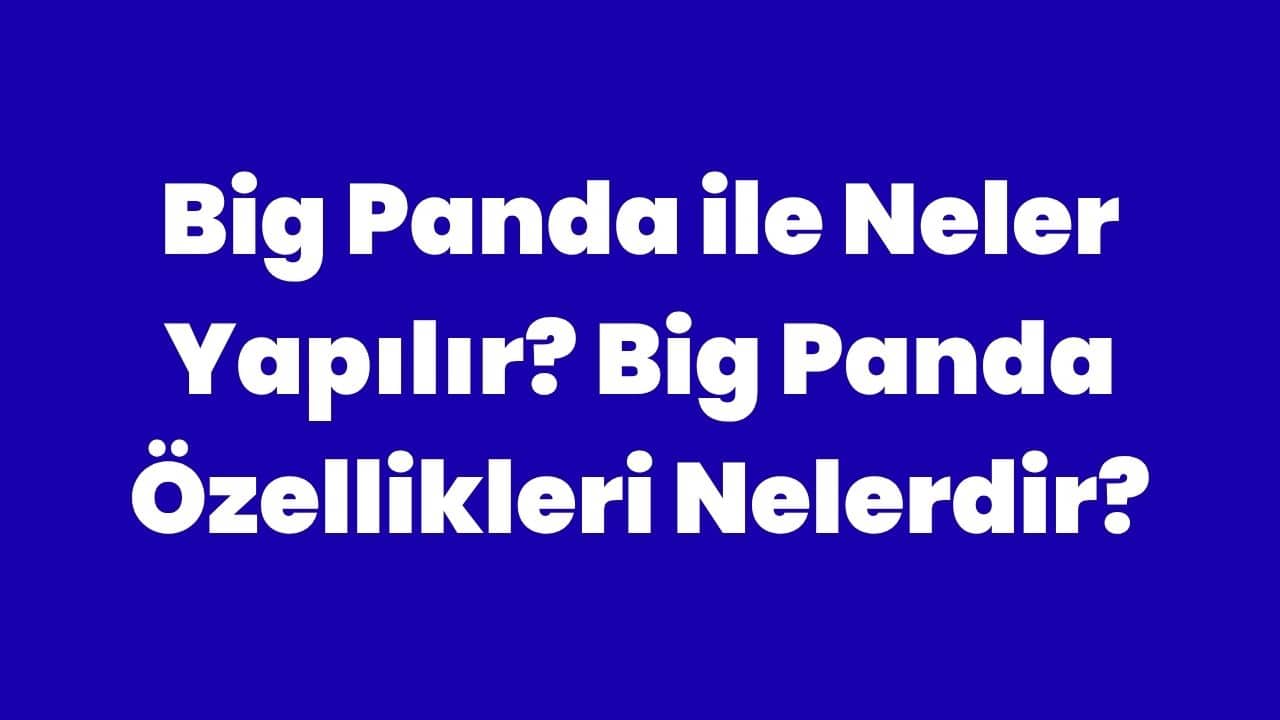 Big Panda ile Neler Yapılır
