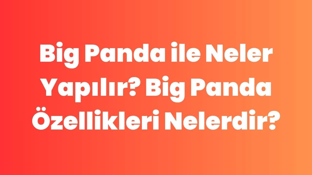 Big Panda ile Neler Yapılır