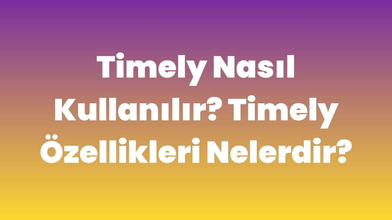 Timely Nasıl Kullanılır