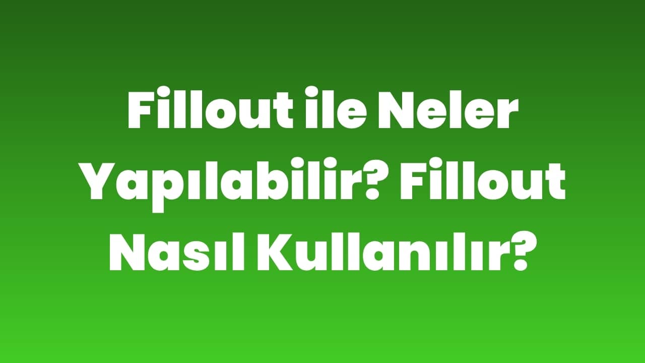 Fillout ile neler yapılabilir