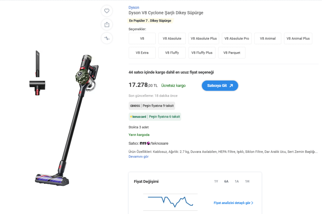 Dyson Süpürge Fiyatları Kablosuz Modeller ve Güncel Fiyat Listesi