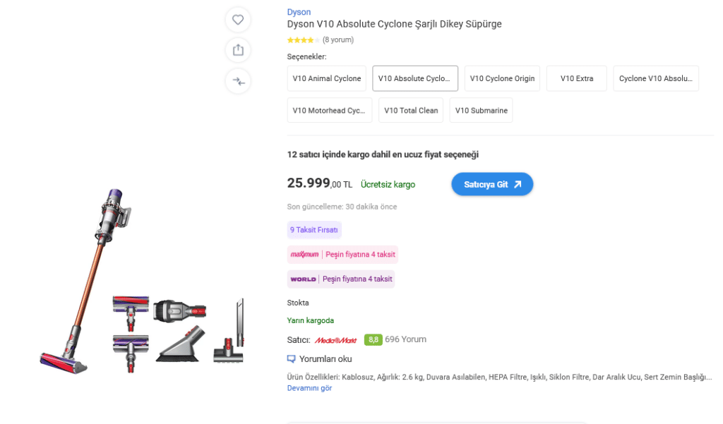 Dyson Süpürge Fiyatları Kablosuz Modeller ve Güncel Fiyat Listesi