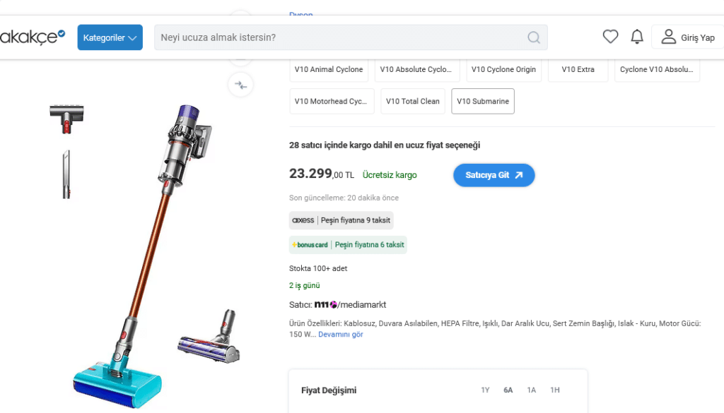 Dyson Süpürge Fiyatları Kablosuz Modeller ve Güncel Fiyat Listesi