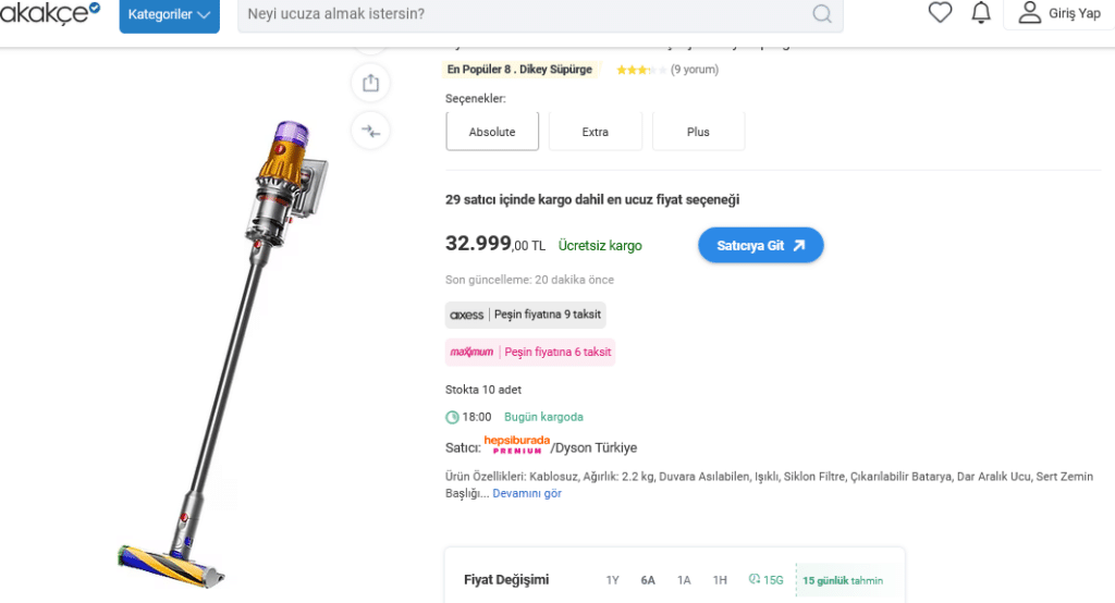 Dyson Süpürge Fiyatları Kablosuz Modeller ve Güncel Fiyat Listesi