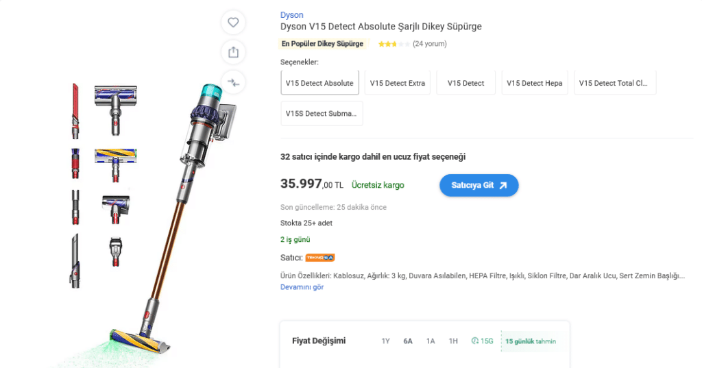 Dyson Süpürge Fiyatları Kablosuz Modeller ve Güncel Fiyat Listesi