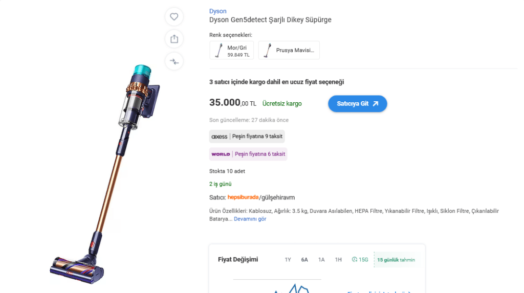 Dyson Süpürge Fiyatları Kablosuz Modeller ve Güncel Fiyat Listesi